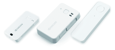 出展予定製品（一部） 左から「IoTユニット」、「GPSマルチユニット」、「LTE-Mボタン」