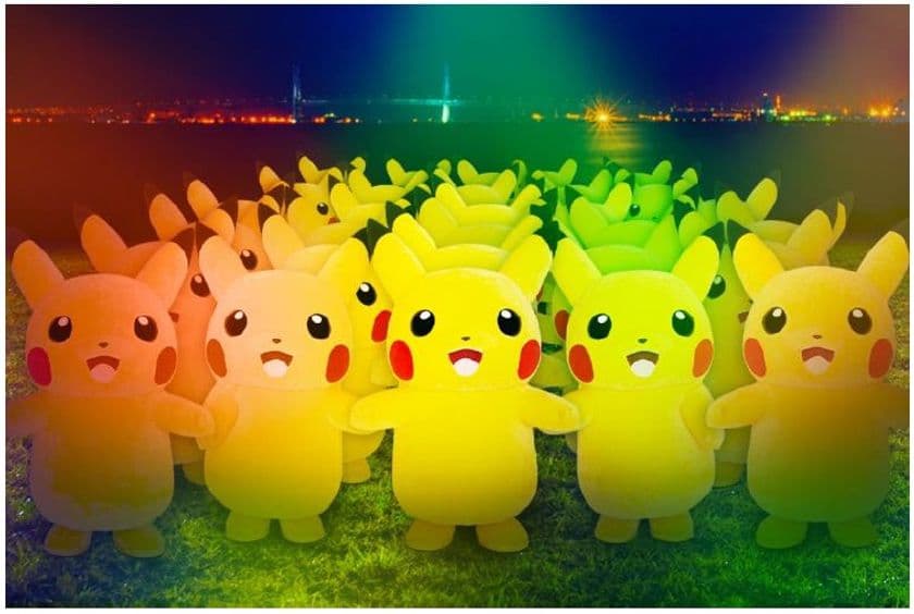 ピカチュウ大量発生チュウ！2019、主要イベントが夜の開催に！
最新LEDを駆使したパフォーマンス等を行い、
過去最大級のべ2,000匹がみなとみらいのあちこちに大量発生