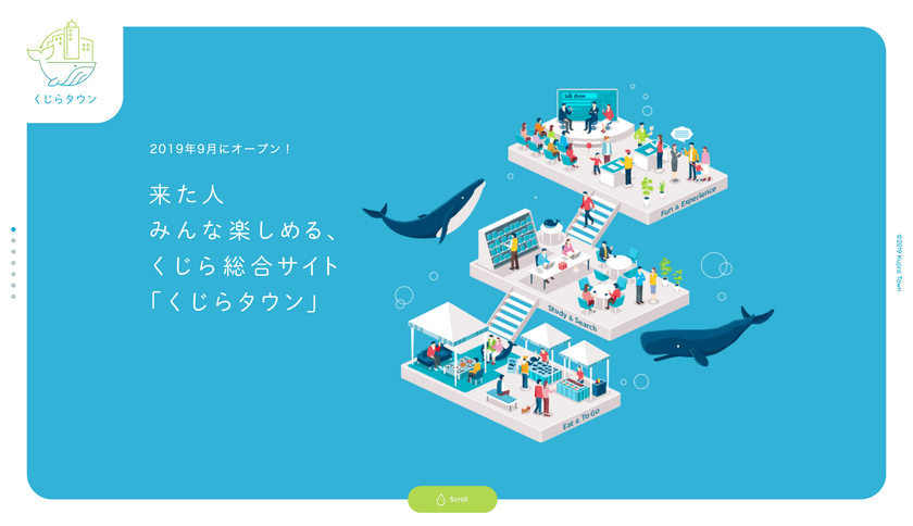 来た人みんな楽しめる　くじら総合サイト
「くじらタウン」ティザーサイトを7月31日に公開！