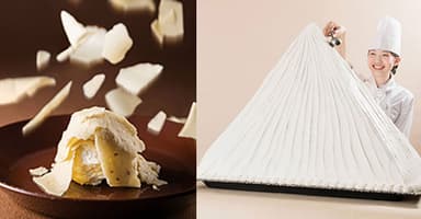 粉雪の口溶けビッグ・モンブラン、※可食部は一部であり、その他はイミテーションです