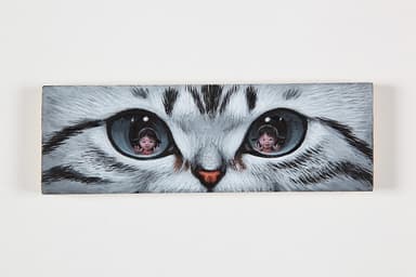 第25回全国「かまぼこ板の絵」展覧会　大賞作品「ともだち」　阿曽沼一司(東京都)
