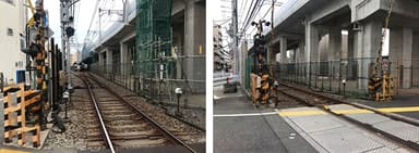 (左)【青木駅西踏切】(右)【青木古堂町踏切】