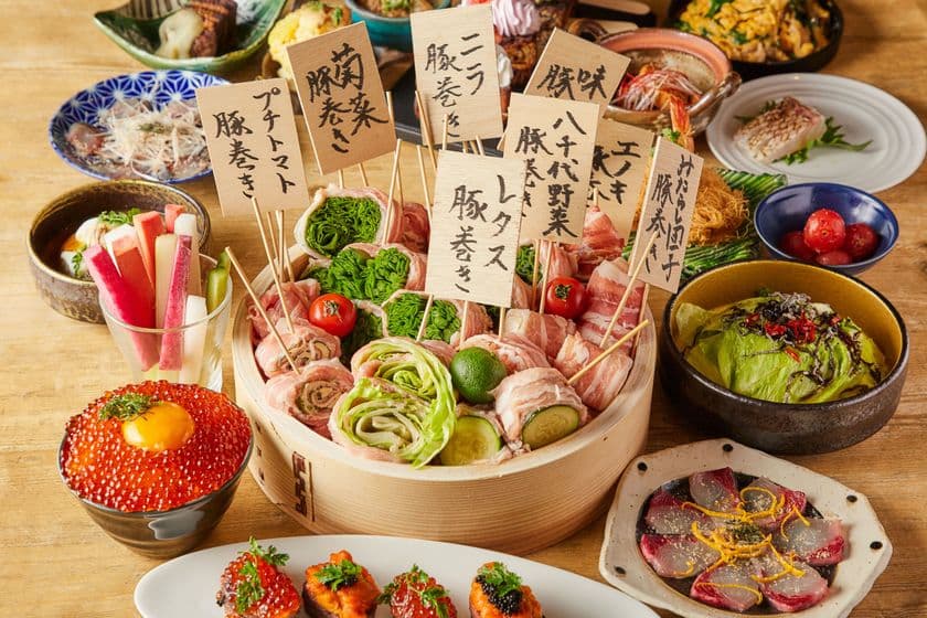 ＜令和元年2月12日オープン＞
地産地消を推進する創作料理居酒屋みつばが開店記念として、
産地直送野菜を使った肉巻き串5本盛りを“328円”で
2/12より期間限定で提供！