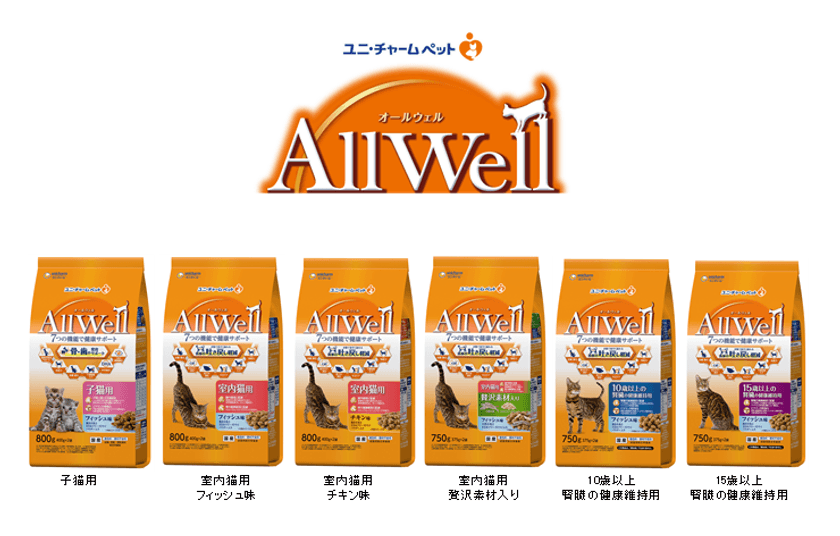 食事の吐き戻し軽減を中心とした
7つの機能で猫の健康をサポート　
健康機能食『All Well』新登場
～2020年3月9日全国にて新発売～