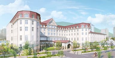 新ホテル外観イメージ（花のみち側（北側）より）