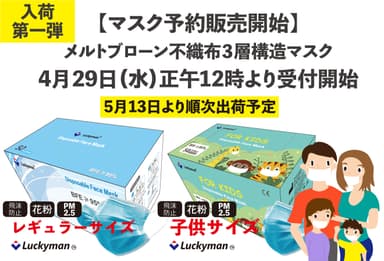 入荷第一弾マスク予約販売開始