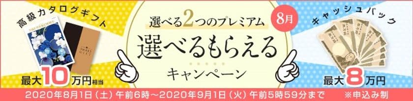 ＦＸプライムｂｙＧＭＯ、
高級カタログギフトか、キャッシュバックか、
選べるキャンペーンを、2020年8月1日より開始！