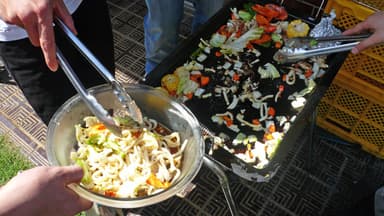 収穫した野菜でBBQ