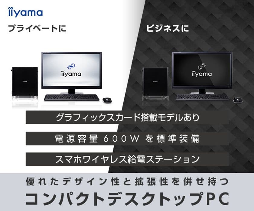 iiyama PCより、第10世代 インテル(R) Core(TM) プロセッサー
を搭載した優れたデザイン性と拡張性を併せ持つ
コンパクトデスクトップパソコン登場！