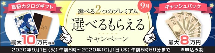 ＦＸプライムｂｙＧＭＯ、
高級カタログギフトか、キャッシュバックか、
選べるキャンペーンを、2020年9月1日より開始！