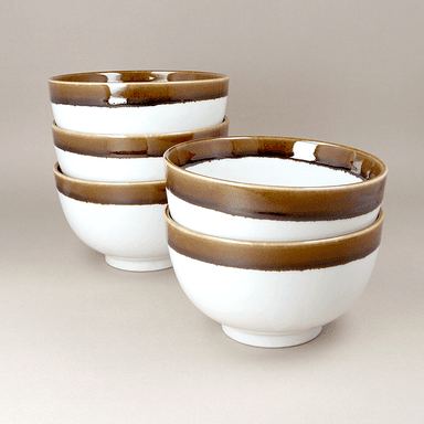 定園窯　どんぶり5個セット 13cm 縁茶　1&#44;200円(税込)