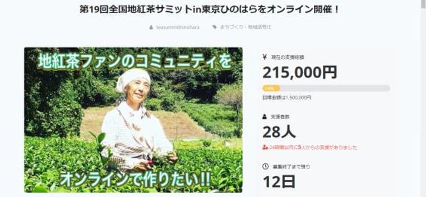 国内最大規模の地紅茶の祭典をオンラインで開催！
10月31日までCAMPFIREでクラウドファンディングを実施
～第19回全国地紅茶サミットin東京ひのはら～