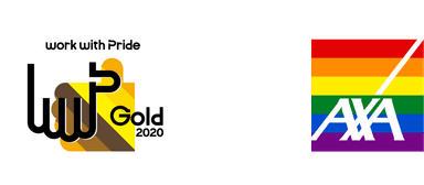 「PRIDE指標」「ゴールド」認定ロゴマーク／アクサ　プライドロゴ