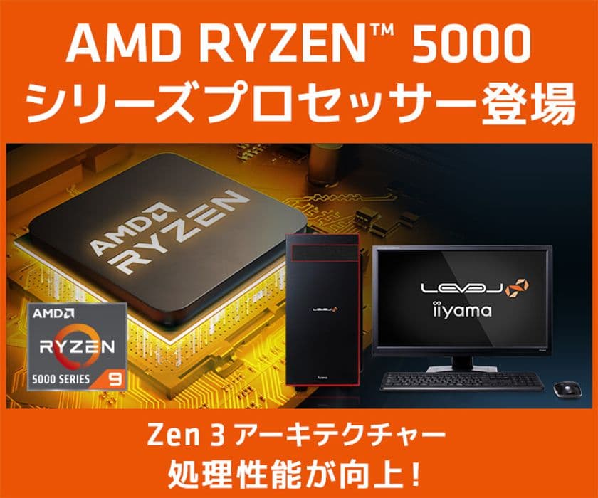 iiyama PC「LEVEL∞（レベル インフィニティ）／ SENSE∞
（センス インフィニティ）」より、『AMD Ryzen(TM) 5000シリーズ
プロセッサー』搭載 ゲーミングPC・クリエイターPCを発売！