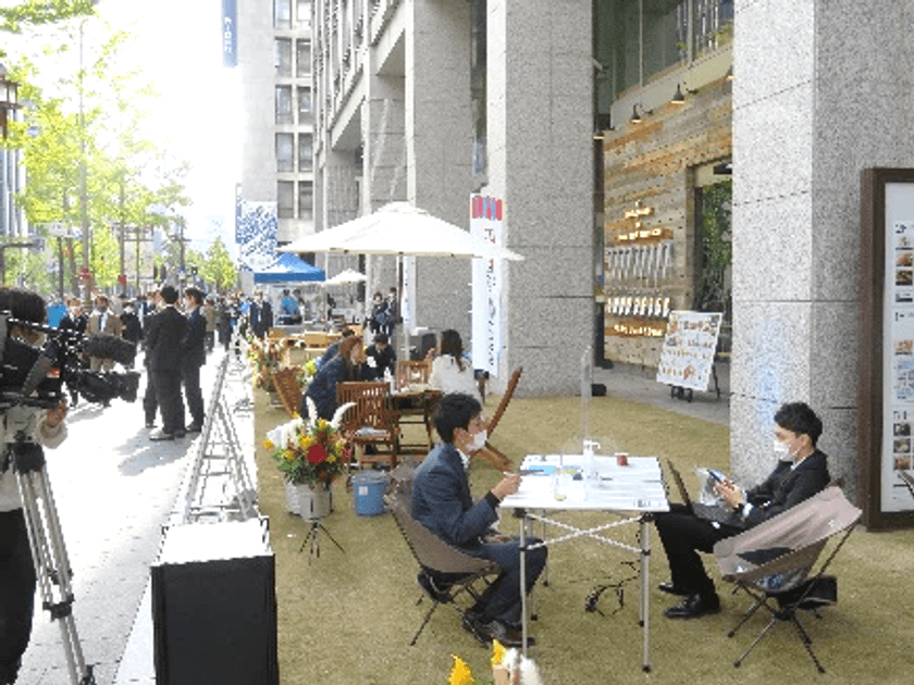 ＜イベント開催　レポート＞
自由で新しい御堂筋の姿を目指す御堂筋天国プロジェクト第5弾
「上を向いて、笑おう。　御堂筋グランピング」を開催
まちなかグランピング×農産品生活者応援企画を実施しました！