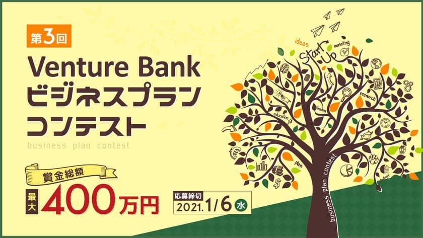 一般社団法人 ベンチャーバンク、総額最大400万円！
第3回Venture Bankビジネスプランコンテスト募集始まる