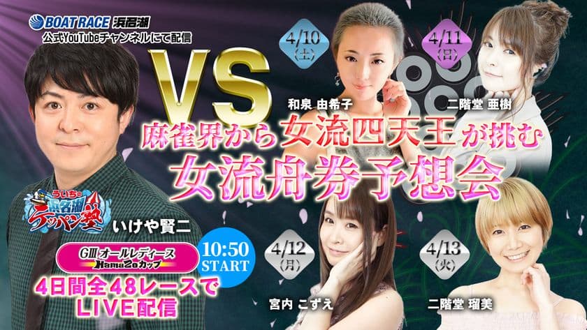 視聴者参加型キャンペーンが盛りだくさんの
「女流舟券予想会」をライブ配信！