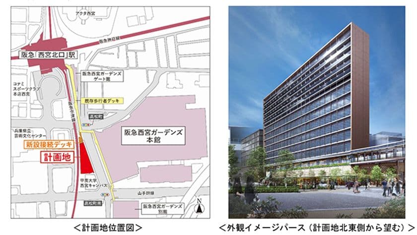 「(仮称)阪急西宮ガーデンズ西側土地開発計画」
商業施設・オフィス・賃貸住宅の複合施設の開発に着手
～西宮北口駅南東エリアの大規模開発が完成します～