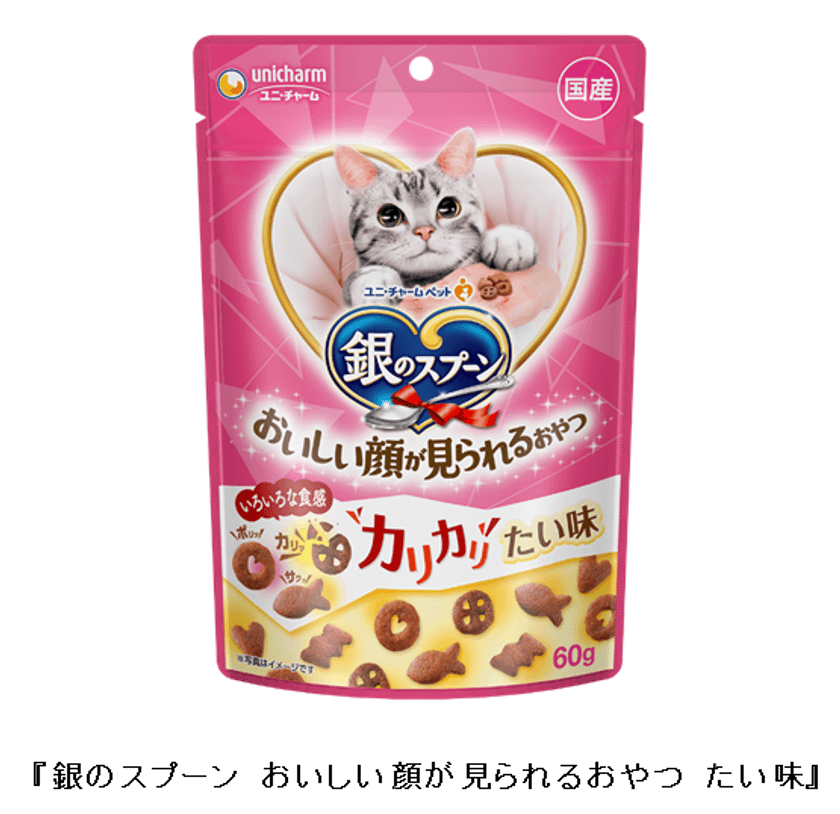 『銀のスプーン』ねこ用おやつシリーズに「たい味」新登場！
『銀のスプーン おいしい顔が見られるおやつ たい味』　
2021年3月上旬 全国にて新発売