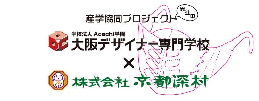 メガネのようにかけるマスク型シールドが特許取得！
「学校法人 Adachi学園　大阪デザイナー専門学校」と
産学協同で新デザイン発表！