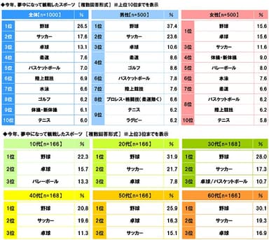 今年、夢中になって観戦したスポーツ