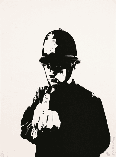 バンクシー《失礼な警官》Rude Copper 2002年　個人蔵