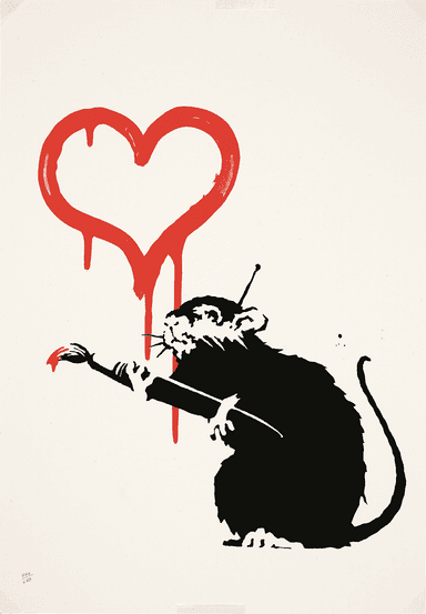 バンクシー《ラヴ・ラット》Love Rat 2004年　個人蔵