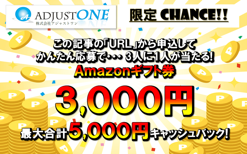 だれでも対象！申込＆応募で最大5,000円をキャッシュバック！
スマホでかんたん申込できるクレジットカード入会で
Amazonギフト券キャッシュバックキャンペーンを実施！