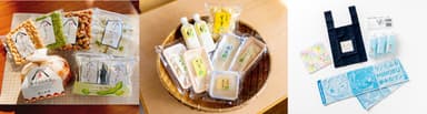 プレゼント(左よりA賞「あけぼの大豆」・B賞「ゆば」・C賞「みのワングッズ」)