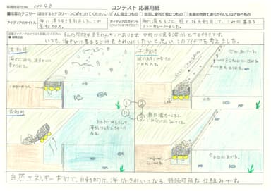 発明記念館賞　緑川 詩織さん　海の満ち引きを利用した、ごみ収集BOX。
