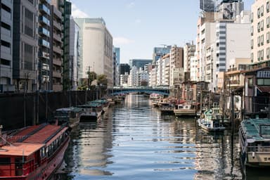 柳橋から浅草橋を望む
