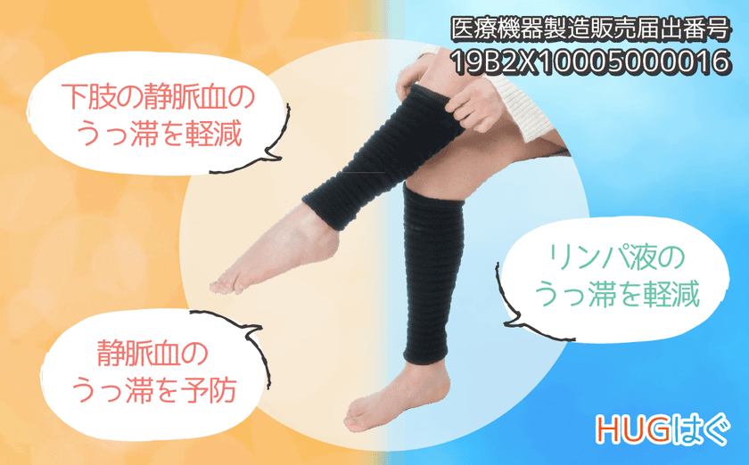 下肢の静脈血、リンパ液のうっ滞を軽減！普段使いしやすい着圧
　新感覚弾性レッグサポーマー“HUGはぐ”誕生　
～4/6(水)～5/8(日)18:00　Makuakeにてプロジェクト実施～