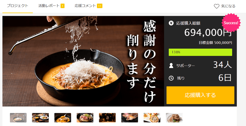 コロナ禍に開店した下町のパスタ屋≪Pasta＆Wine CHERRY≫が
1周年の感謝込めた特別ディナーをMakuakeで大絶賛販売中