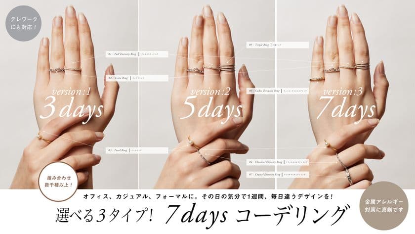 お肌にやさしい素材でつくる「7daysコーデリング」の
クラウドファンディングを開始します！