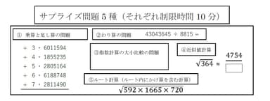 サプライズ問題5種出題例