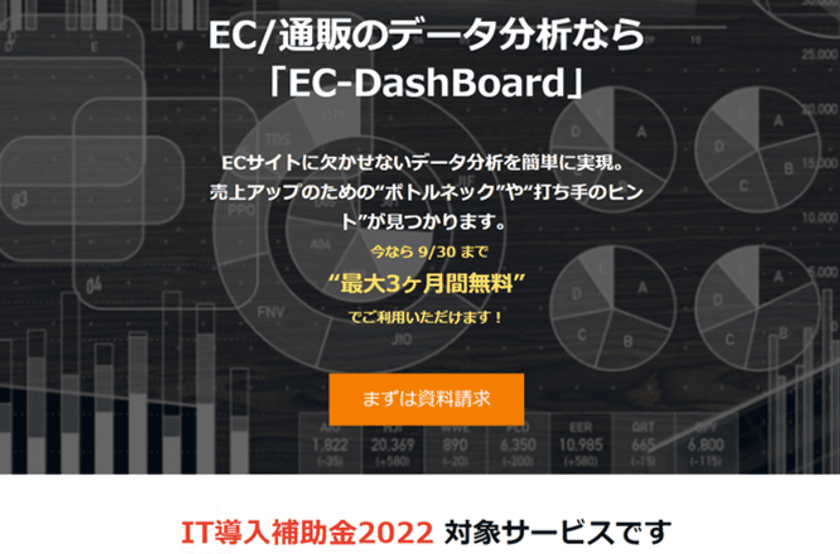 ECサイト可視化・分析ダッシュボード『EC-DashBoard』　
“IT導入補助金2022”の対象サービスに