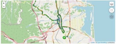 コンソール画面拡大図：地図画面上にレンタカーの走行履歴を表示