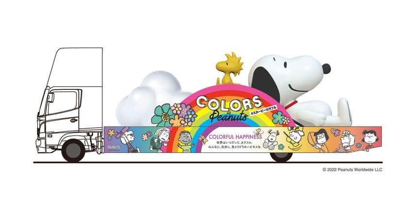 色とりどりのハピネスを全国へ！大きなスヌーピートラック
『SNOOPY HAPPINESS FLOAT』が2022年も運行決定！
10月13日(木)より、全国15都市を縦断！