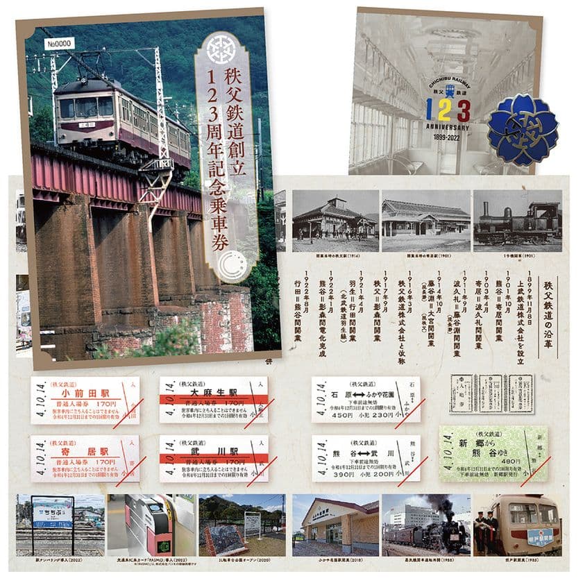 鉄道開業150年×秩父鉄道創立123周年　
懐かしい硬券と昭和時代の社章バッジを記念乗車券に　
～11/14(月)埼玉県民の日に鉄道員おしごと体験プログラムも実施～
