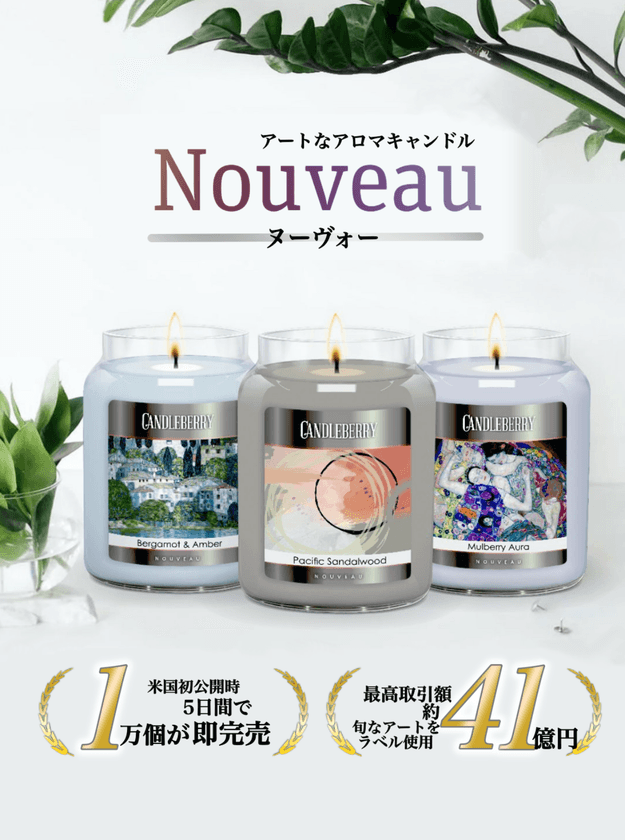 米国で発表後5日間で1万個販売！
アートな新作アロマキャンドル【NOUVEAU ヌーヴォー】
Makuakeにて先行販売開始