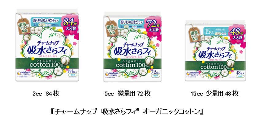 天然素材にこだわった吸水ケア用品
『チャームナップ 吸水さらフィ(R) オーガニックコットン』から
大入数を新発売