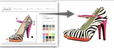 『Shoes of Prey』3Dイメージと出来上がりシューズ