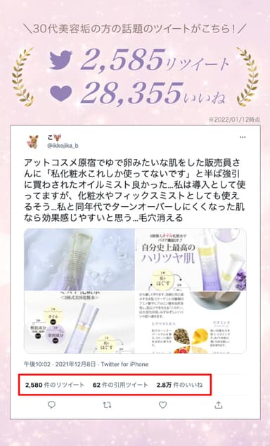 「毛穴消える」2.8万いいね