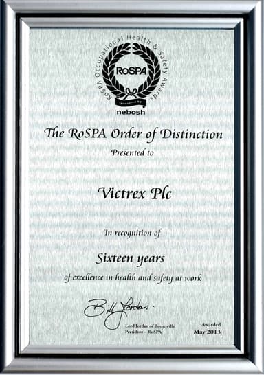 RoSPA2013 表彰状