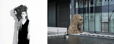 ▲アーティスト R E M A、展示中の作品  「FOREIGIN MATTER: ‘Sand in woman’ 異物： ‘砂の女’」
