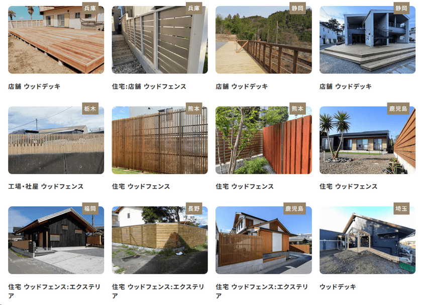 日本の木を使ってSDGsに貢献　
全国のウッドデッキ＆ウッドフェンス施工事例を公開　
～外構部等の木質化対策支援事業～