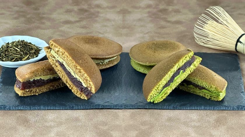しっとり生地にフレッシュバターのみを使用した
バタークリームとあんこが相性抜群　
「名古屋どら焼き(ほうじ茶バタークリーム・
抹茶バタークリーム)」を老舗茶屋「妙香園」より6/14新発売