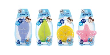 ユクリーナ商品画像(左からサカナ、リーフ、レモン、ヒトデ)