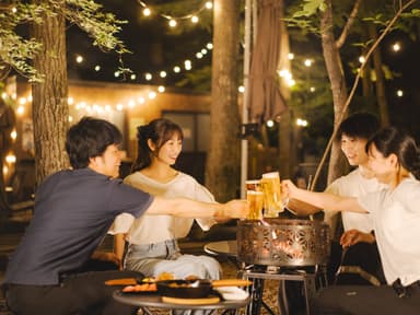 夜はビアガーデン！愛犬も一緒に♪