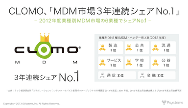 CLOMO「MDM 市場3年連続シェア NO.1」